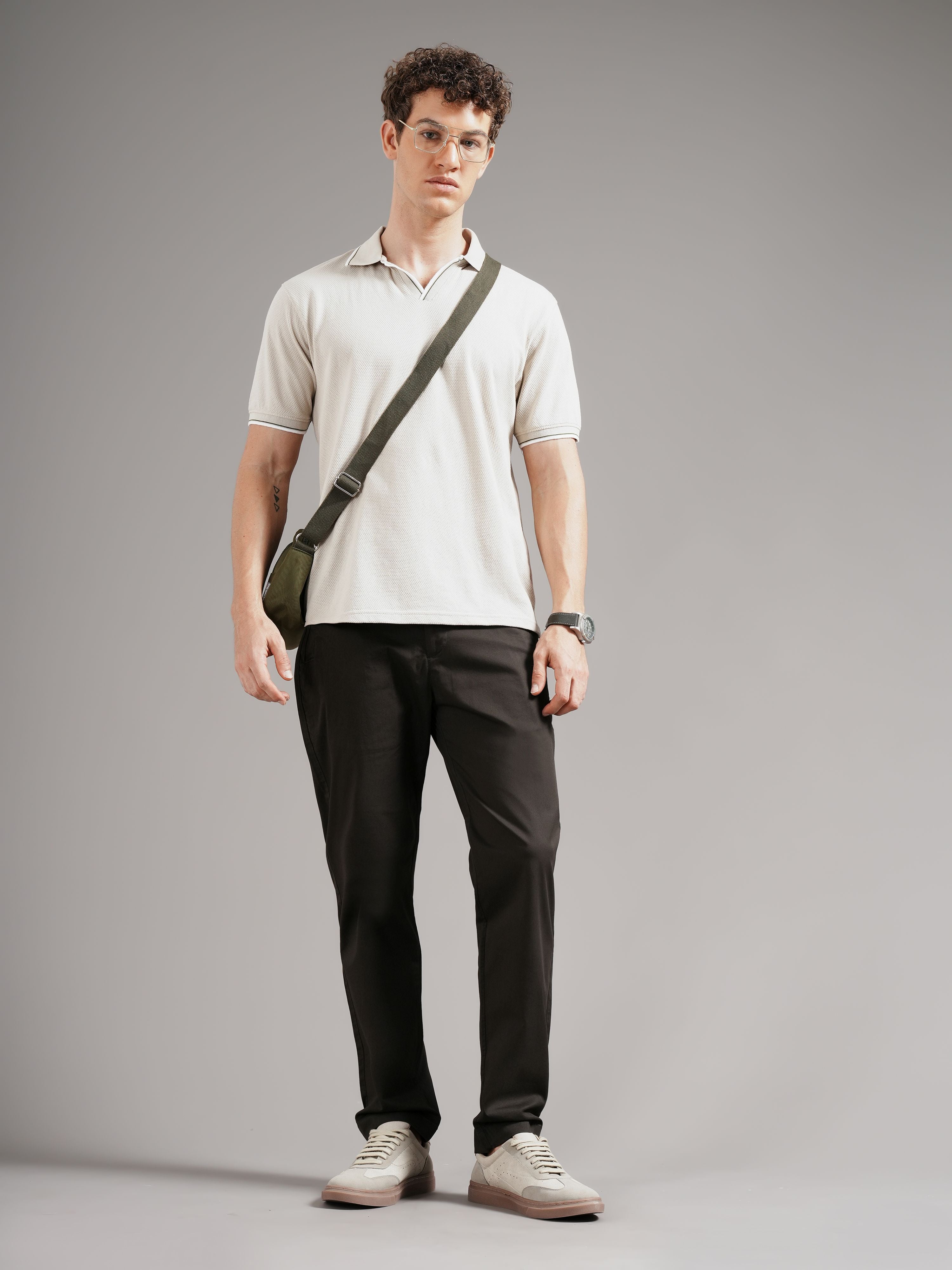 Men Olive Tailored Fit Trousers