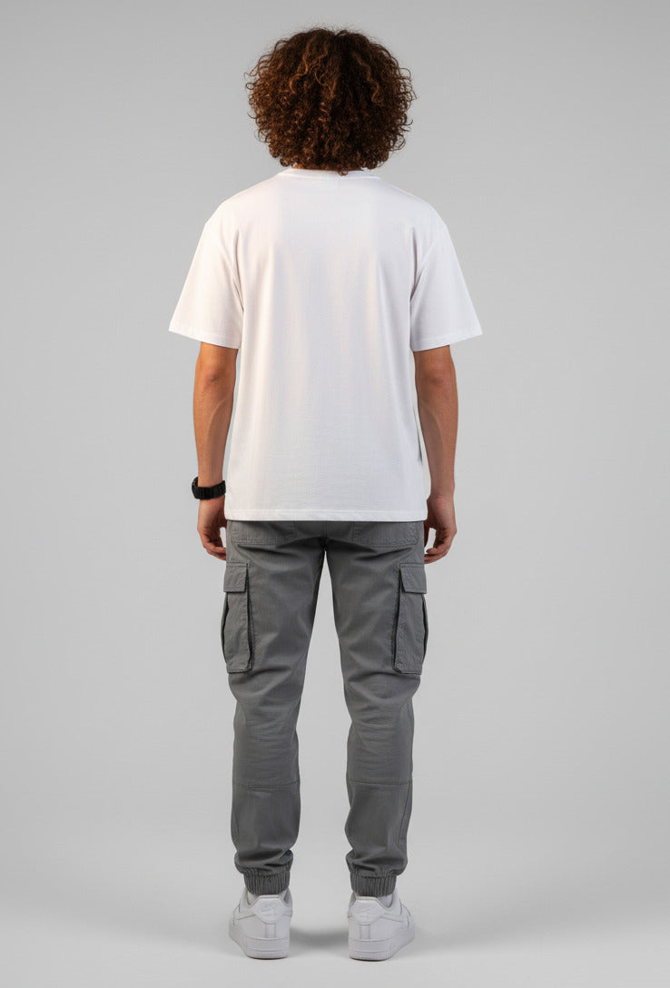 Men White Graphic Cotton Oversized T-Shirt