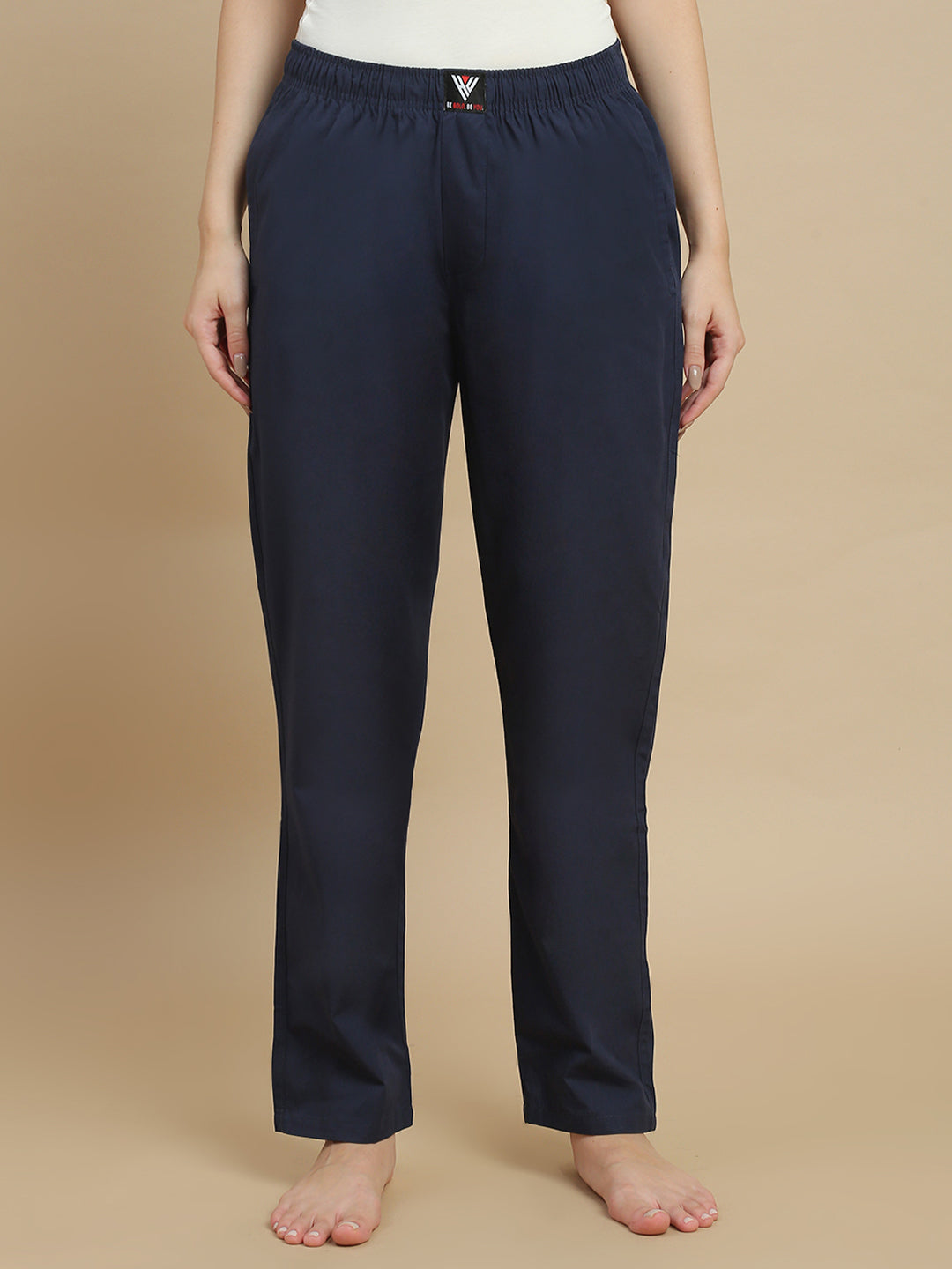 Women Navy Solid Cotton Pyjamas
