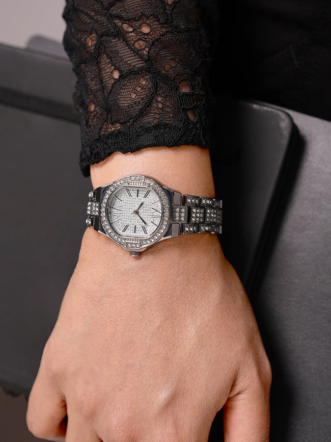 The Helios Cushion Watch - Metallic Silver