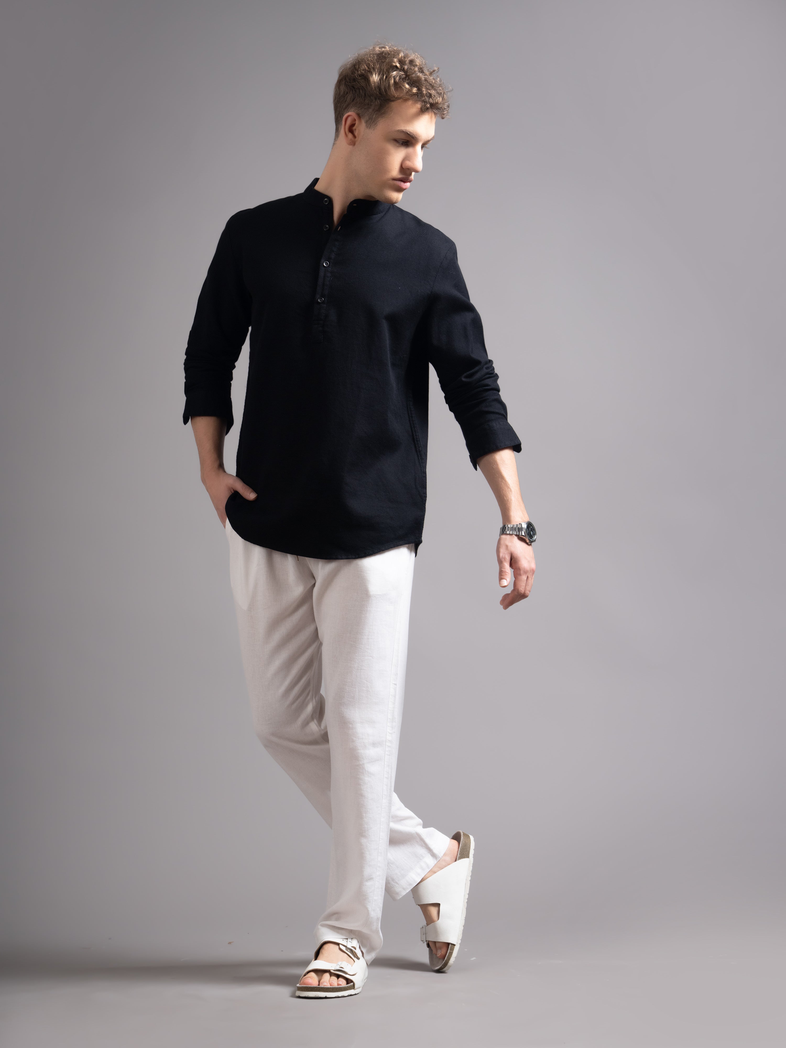 Men Black Kurta Shirt