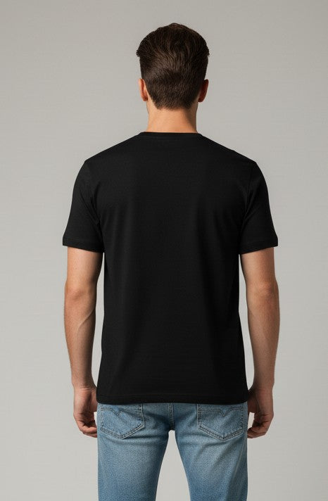 Men Printed Black Cotton Tshirt