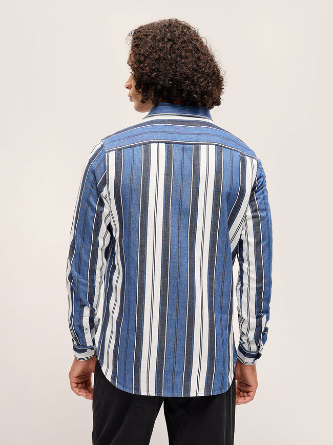 Men Multi-Color Stripe Slim Fit Casual Shirt
