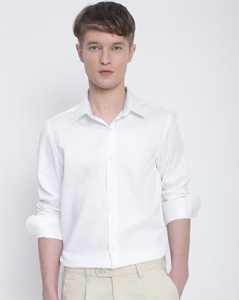 Men White Slim Fit Shirt