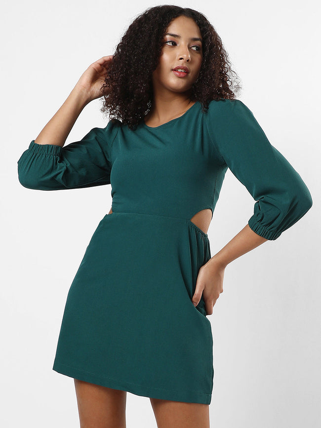 Women Green Cut-Out Mini Dress