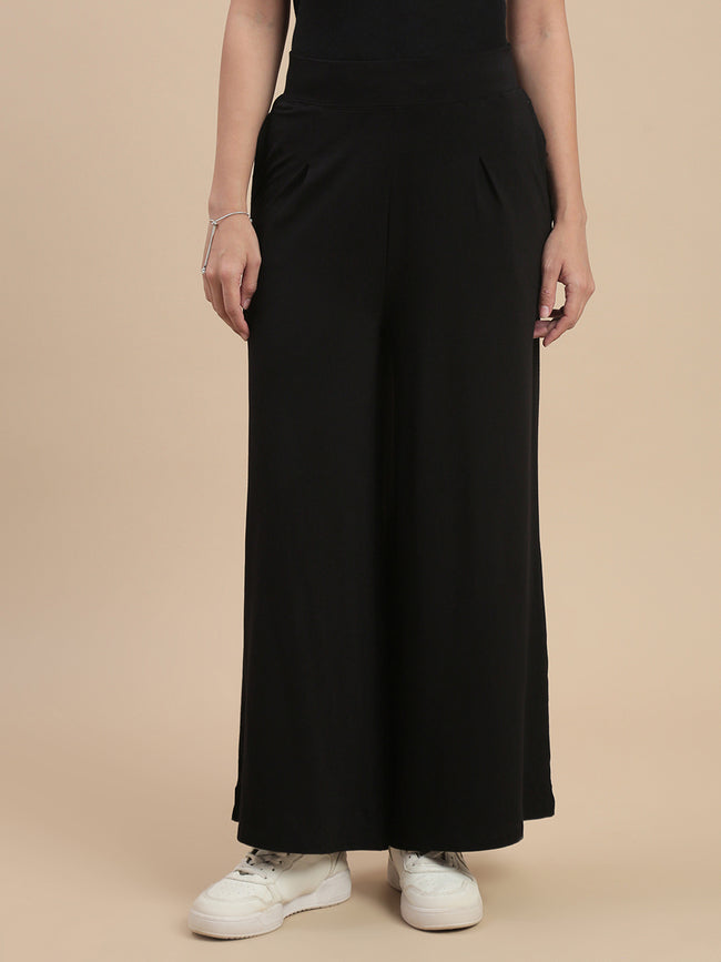 Women Black Casual Palazzo