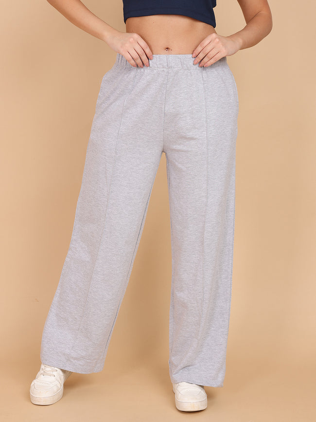 Women Grey Relaxed Straight Pant