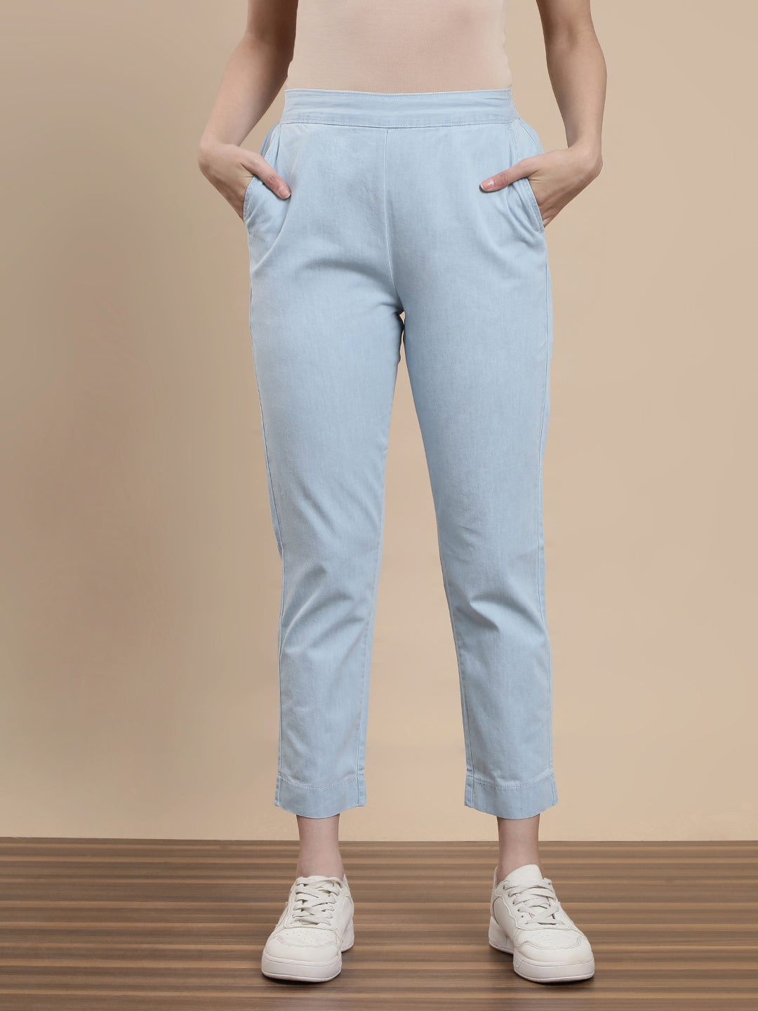 Women Blue Casual Pants