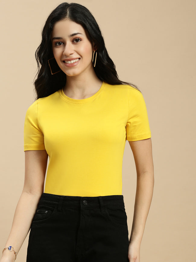 Women Mustard Half Sleeve Top