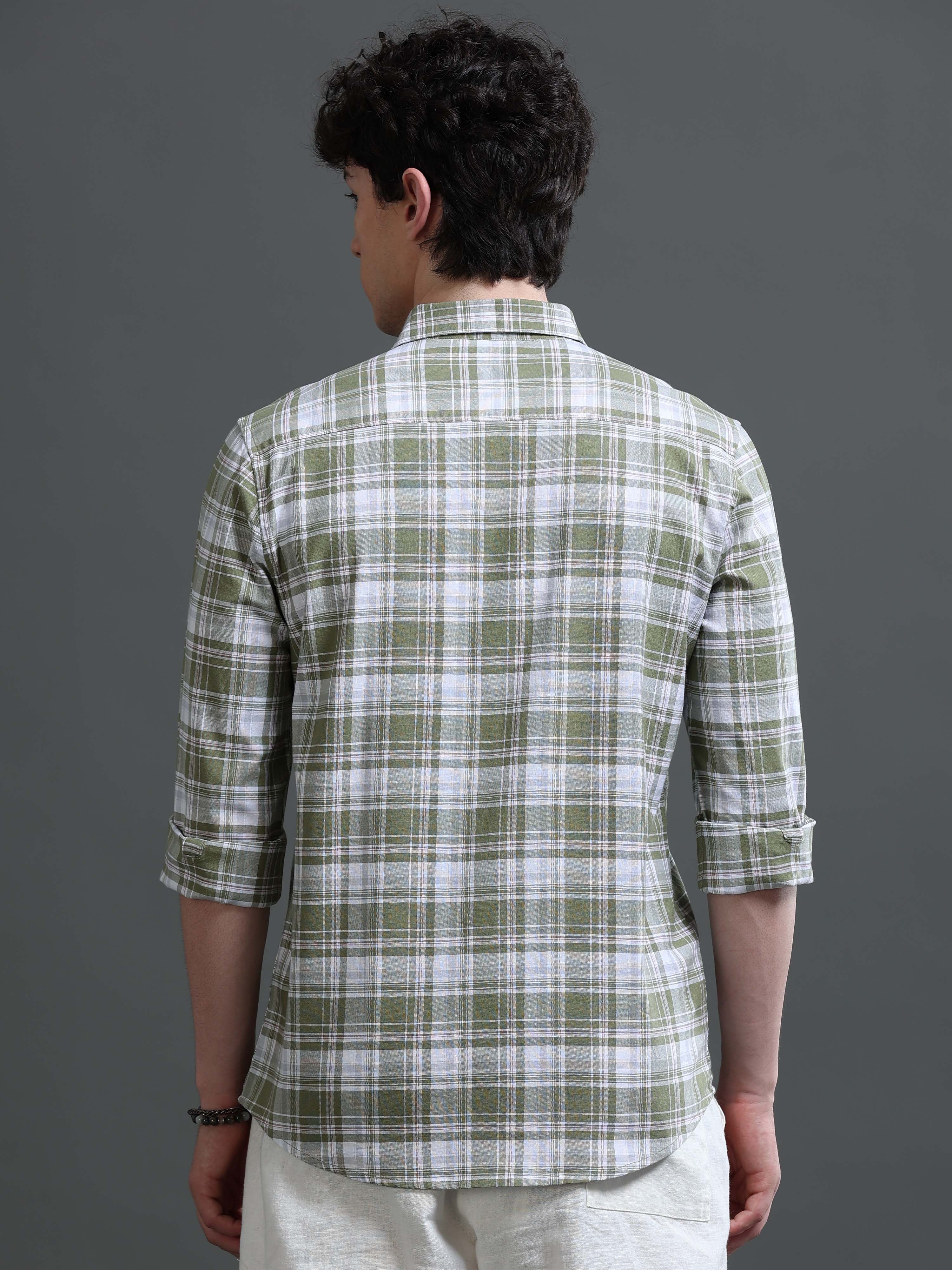 Men Green Check Shirt