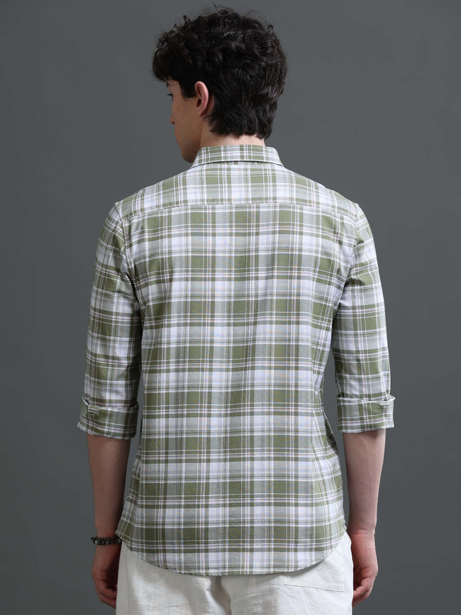 Men Green Check Shirt