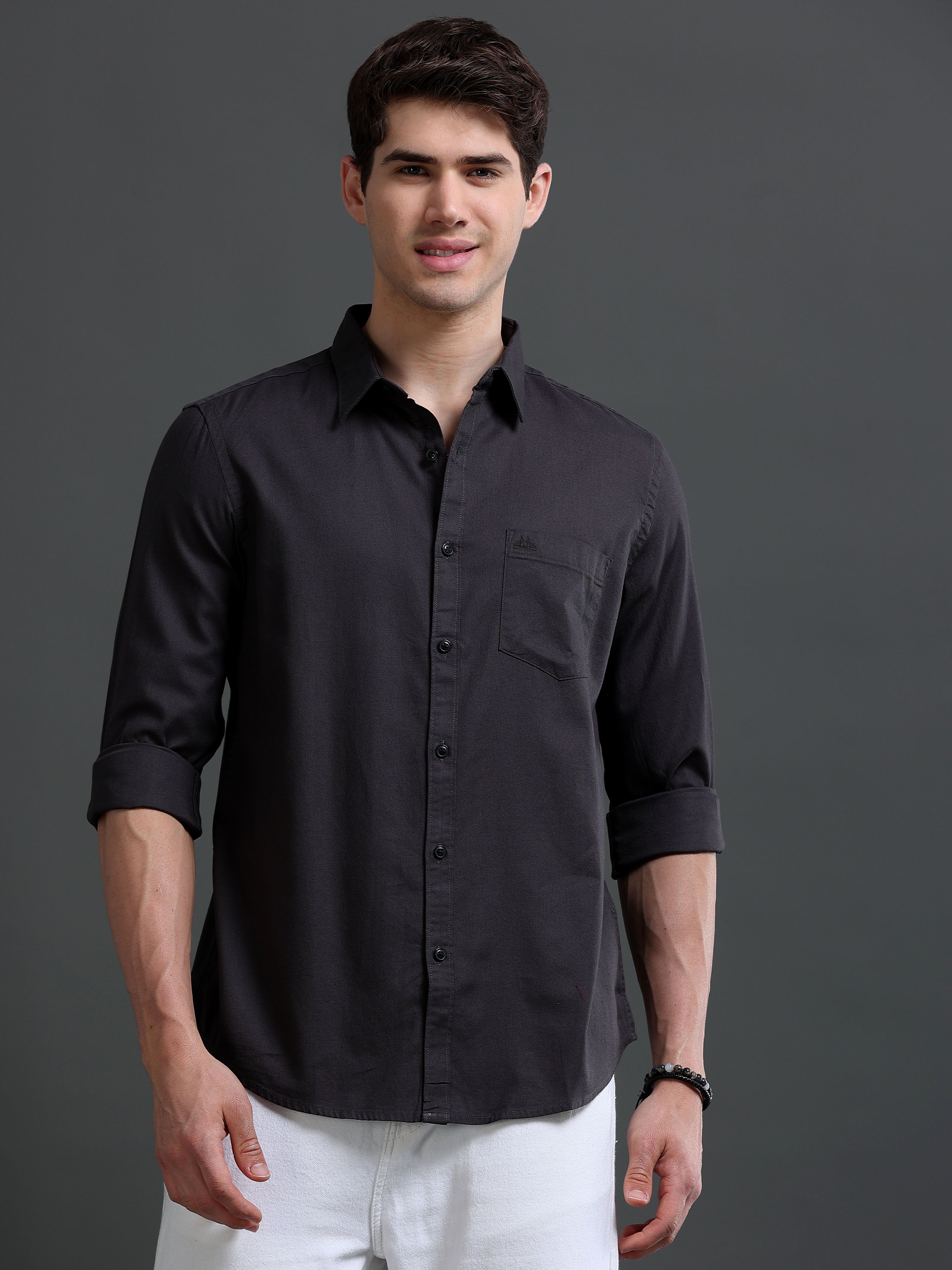Men Grey Dobby Shirt