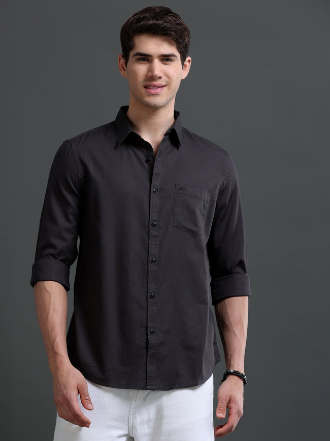 Men Grey Dobby Shirt