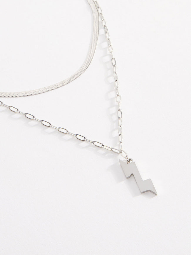 Men Lightning Bolt Pendant Chain With Lobster Closure