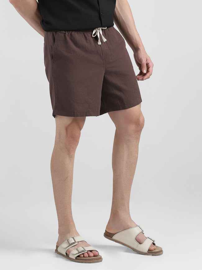 Men Brown Regular Fit Cotton Blend Shorts