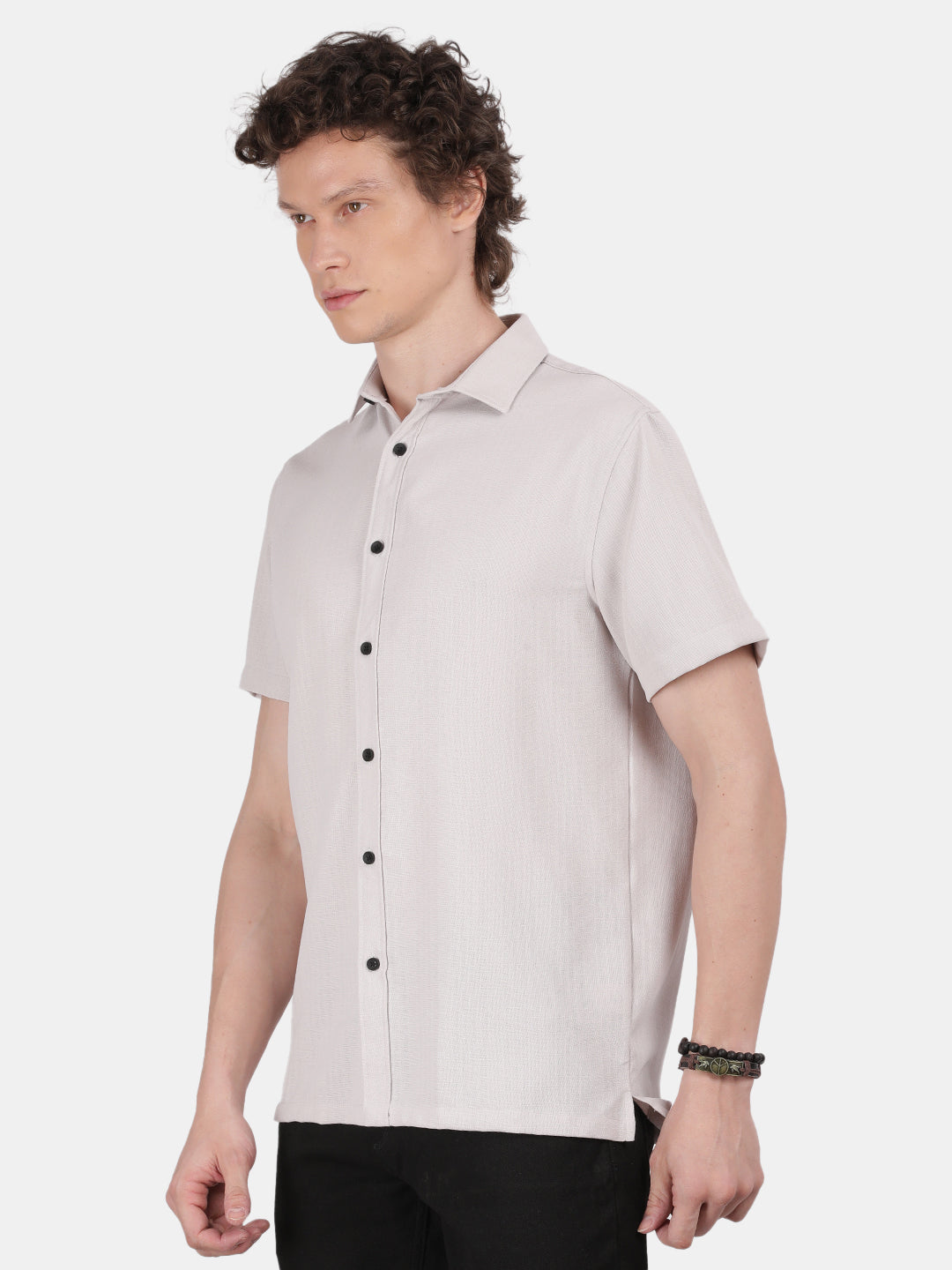 Men Silver Slim Fit Shirt