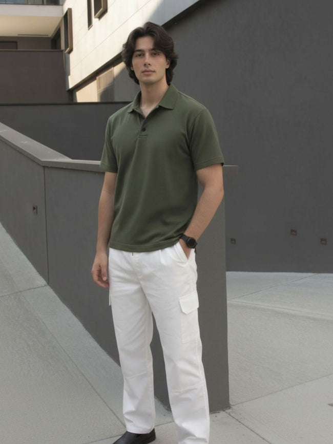 Men Cotton Polo Collar T-Shirt