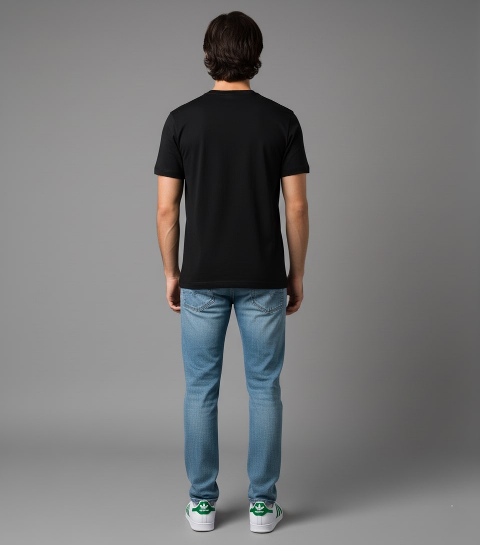 Men Printed Black Cotton Tshirt