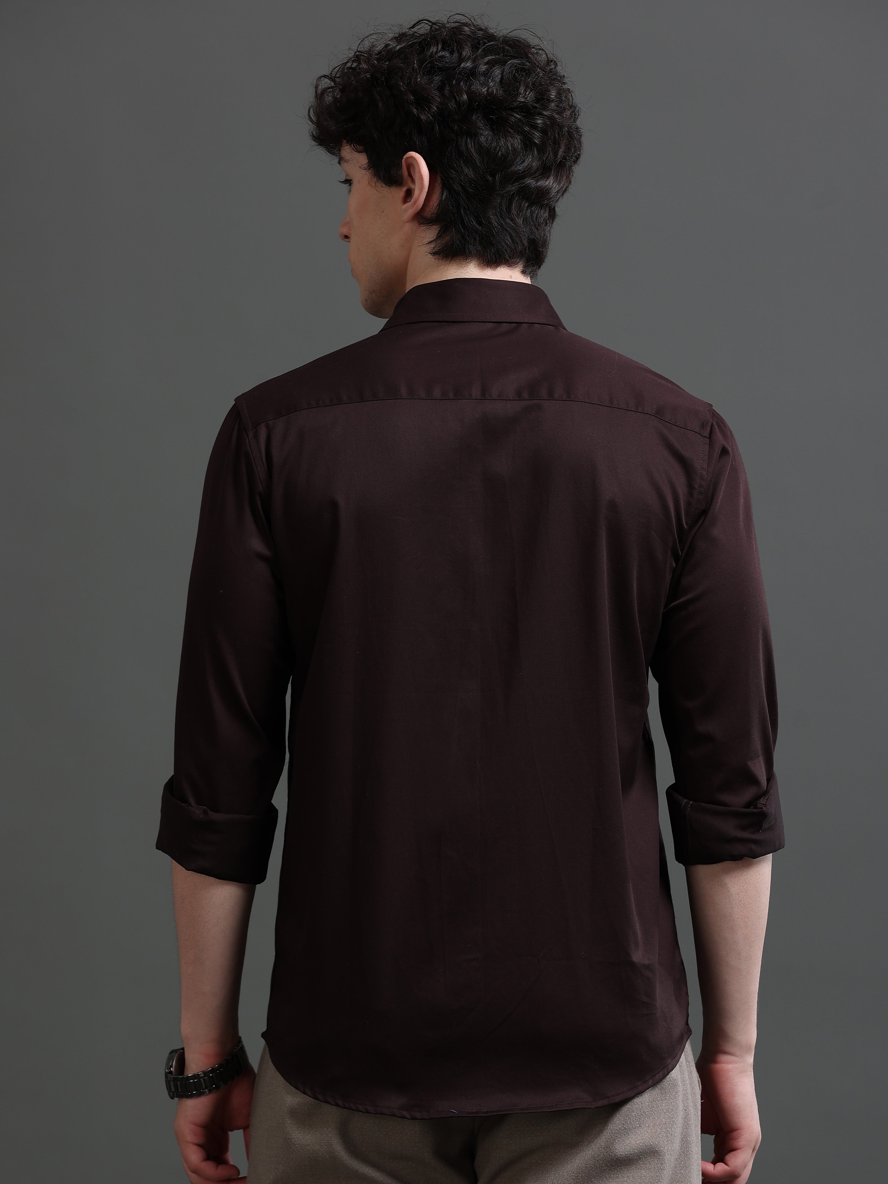 Men Brown Solid Shirt