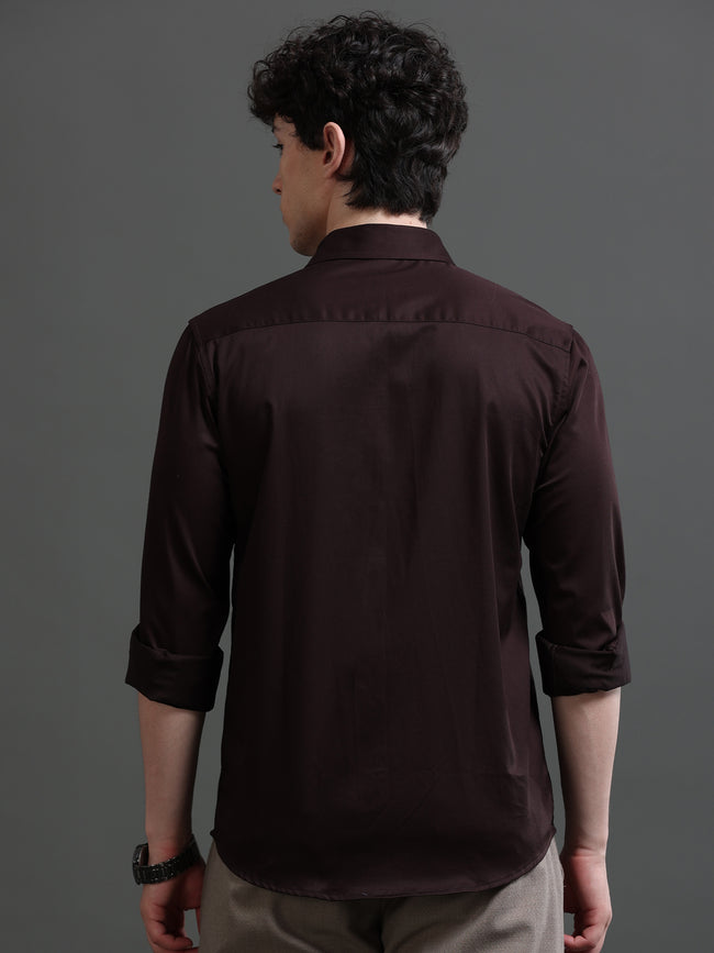 Men Brown Solid Shirt