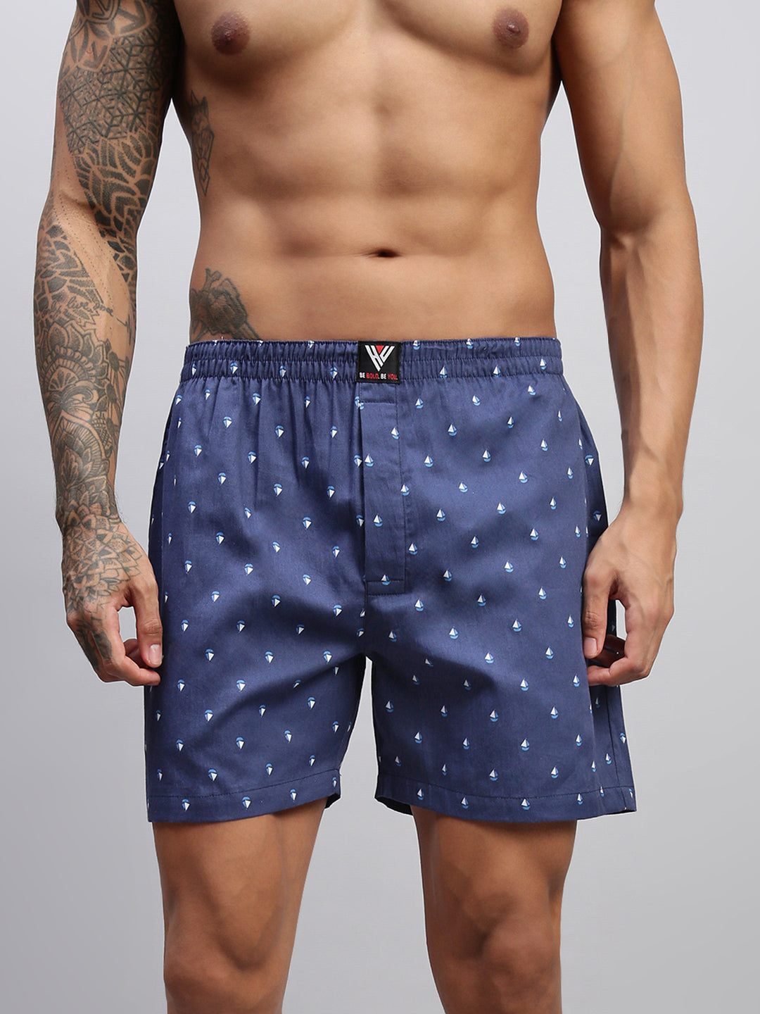 Men Pack of 2 Printed Cotton Boxer Shorts
