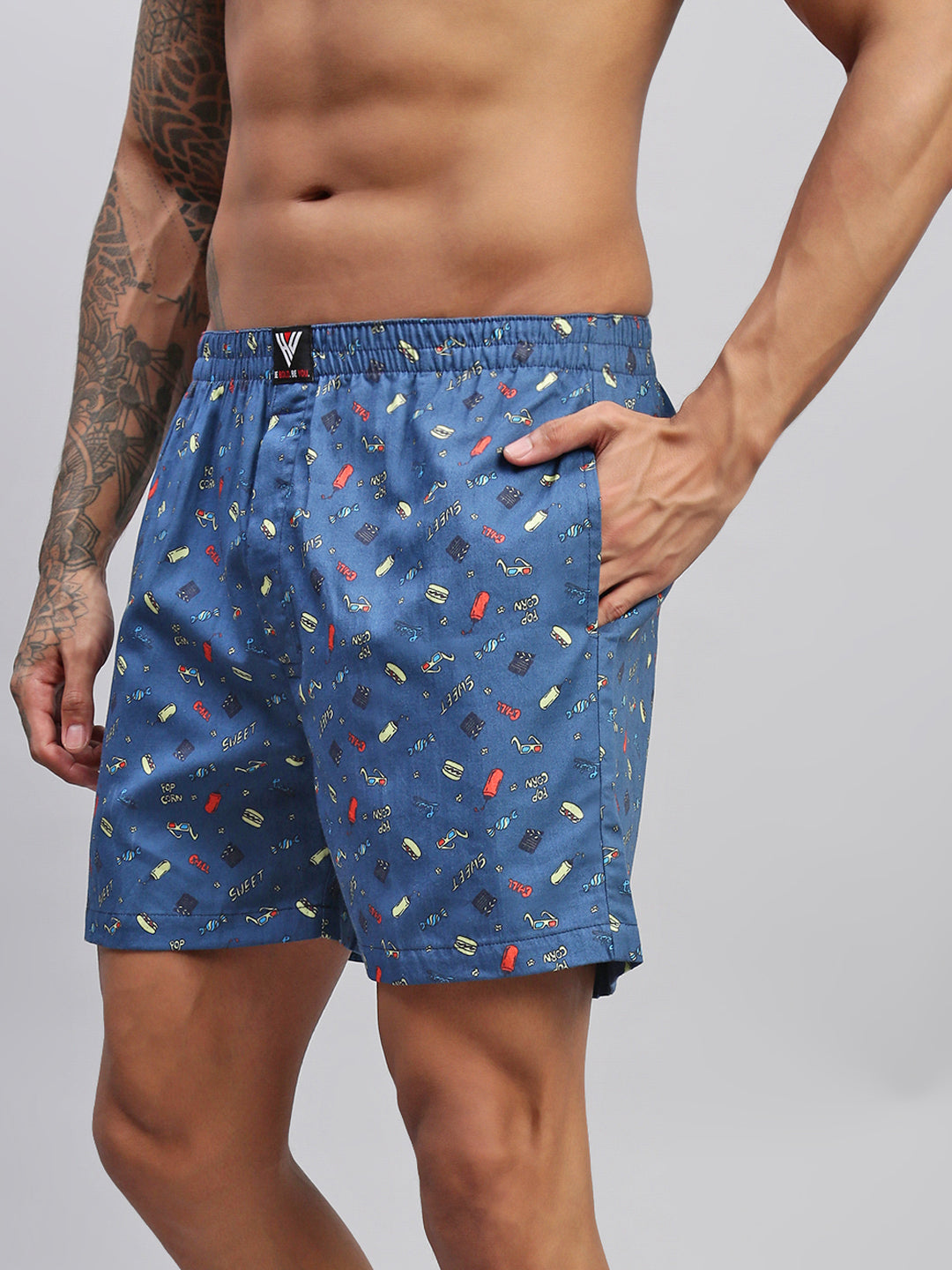 Men Pack of 2 Printed Cotton Boxer Shorts