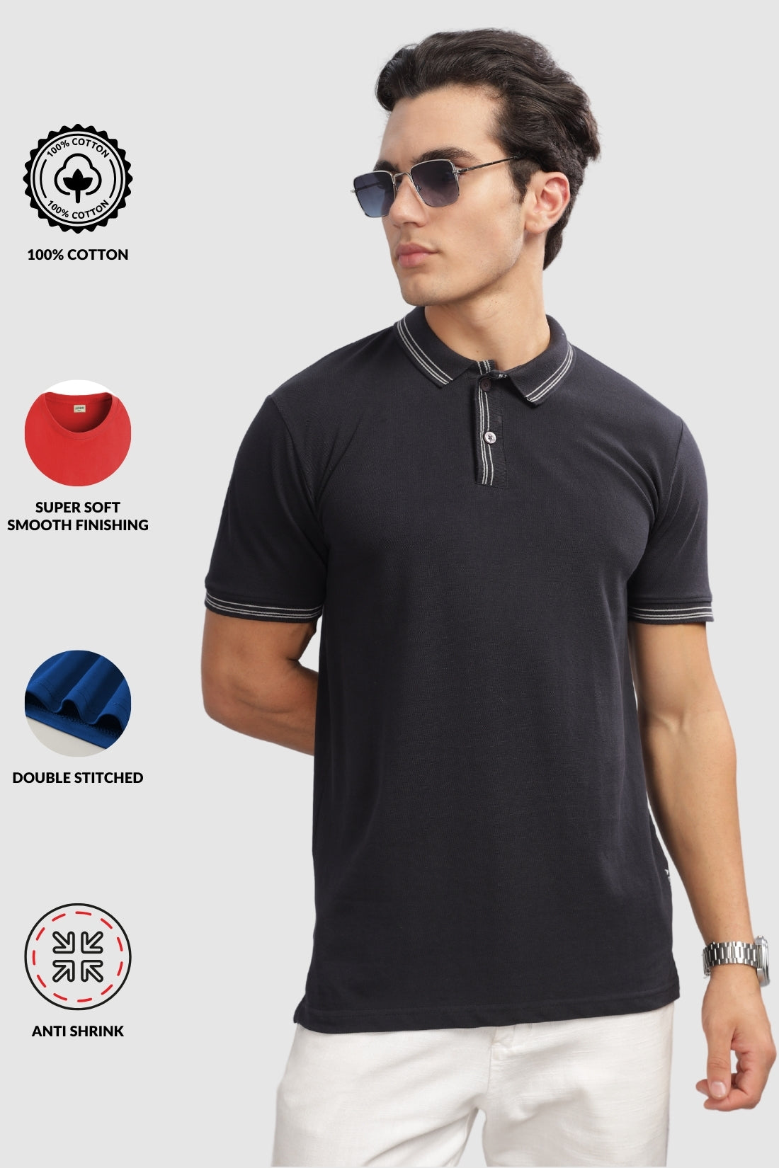 Men Black Regular Fit Polo T-Shirt