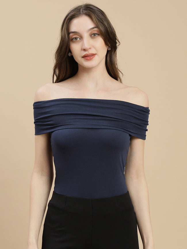 Women Navy Off Shoulder Top