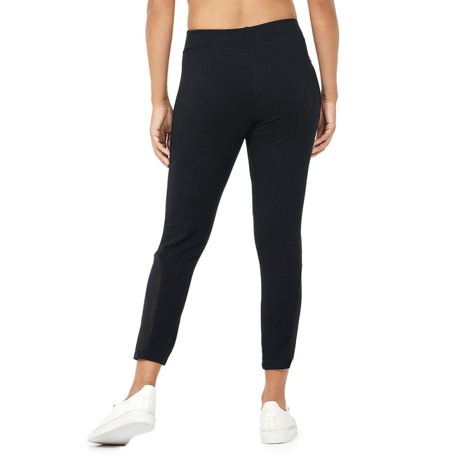 Women Black Ankle Length Track Pant