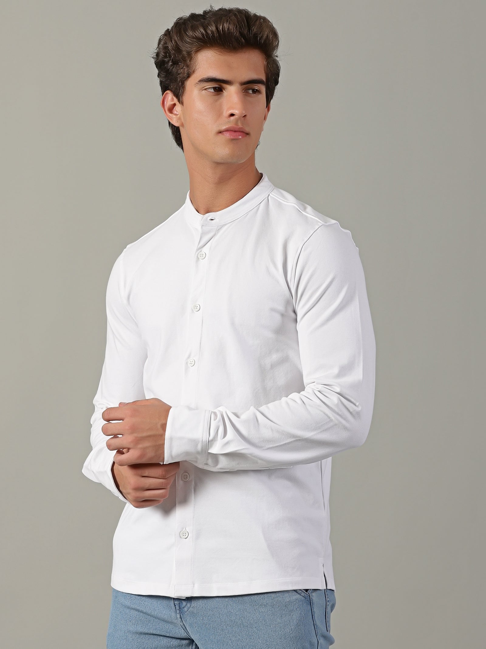 Men White Slim Fit Shirt
