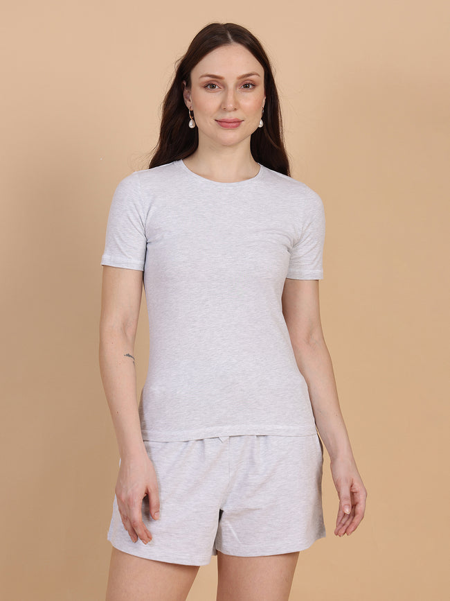 Women White Half Sleeve Top