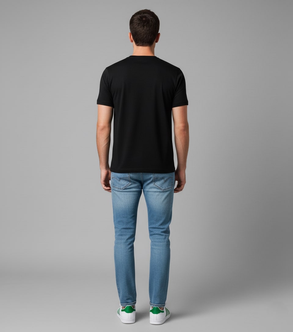 Men Printed Black Cotton Tshirt