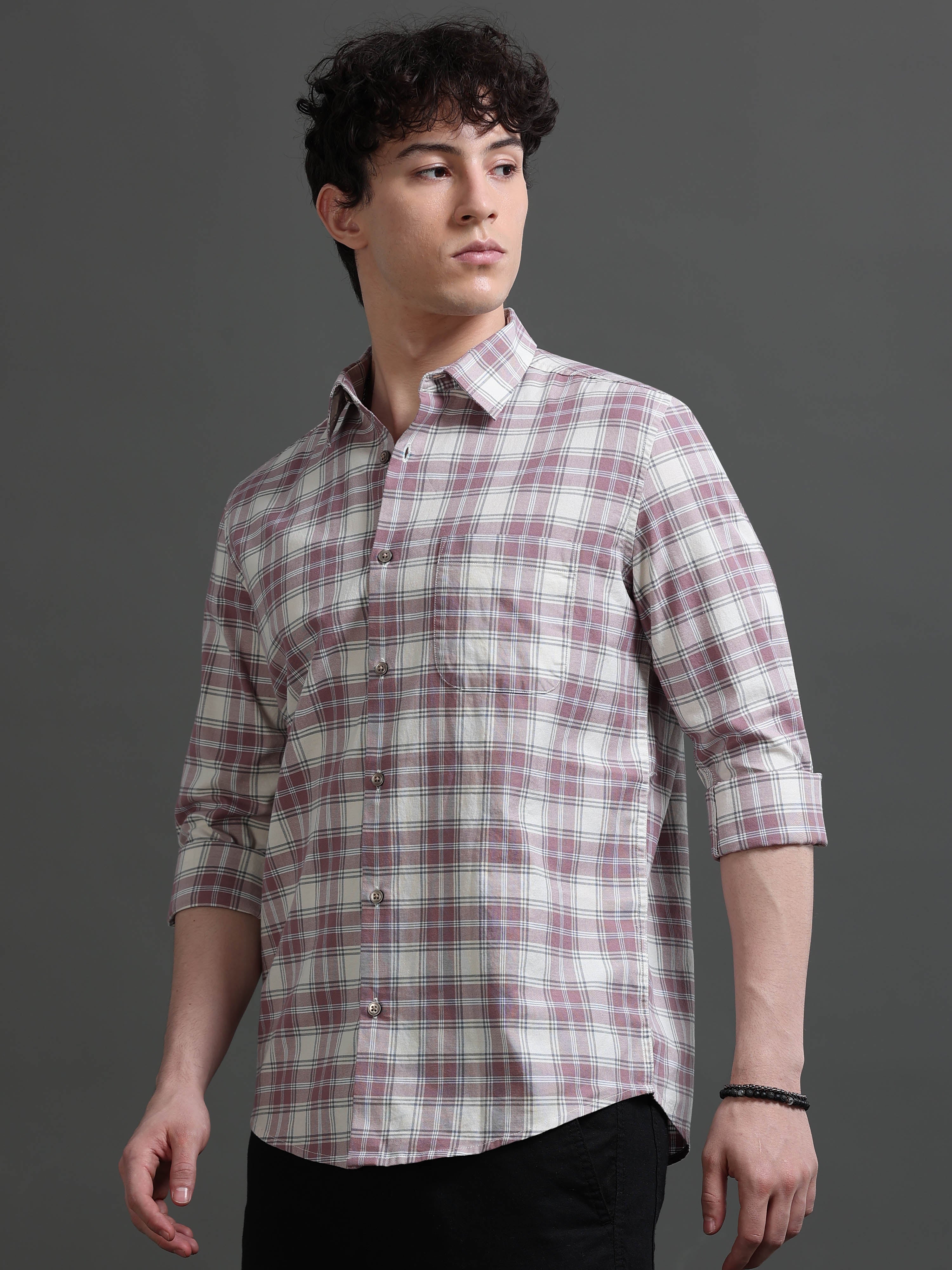 Men Mauve Check Shirt