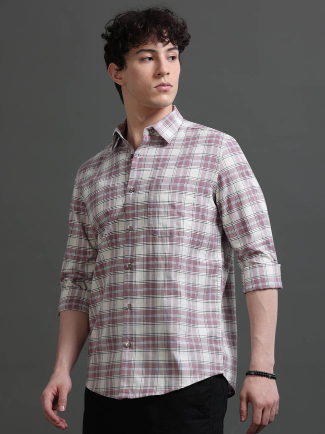 Men Mauve Check Shirt