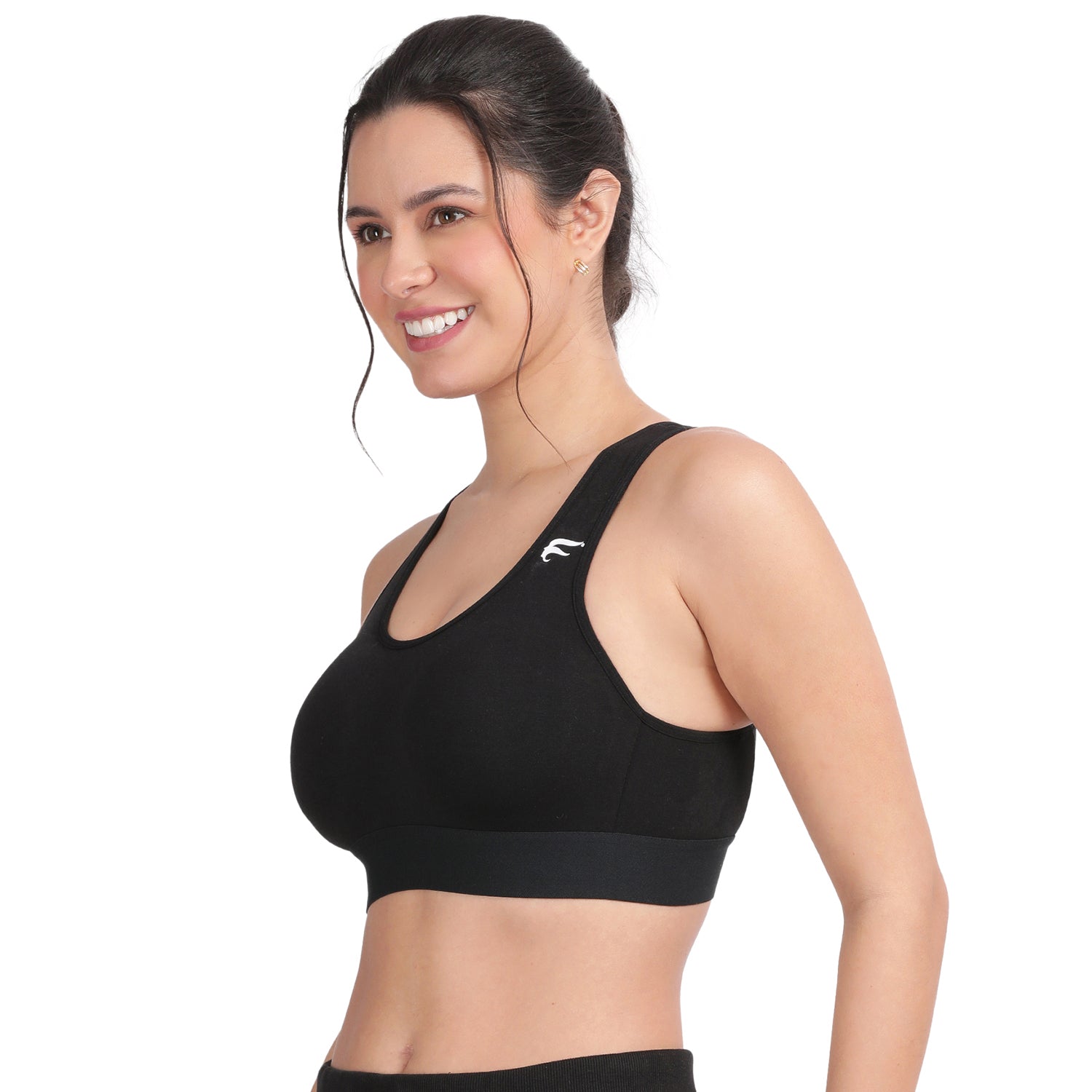 Non-padded Non-wired Full Coverage Removable Racer Back Sports Bra
