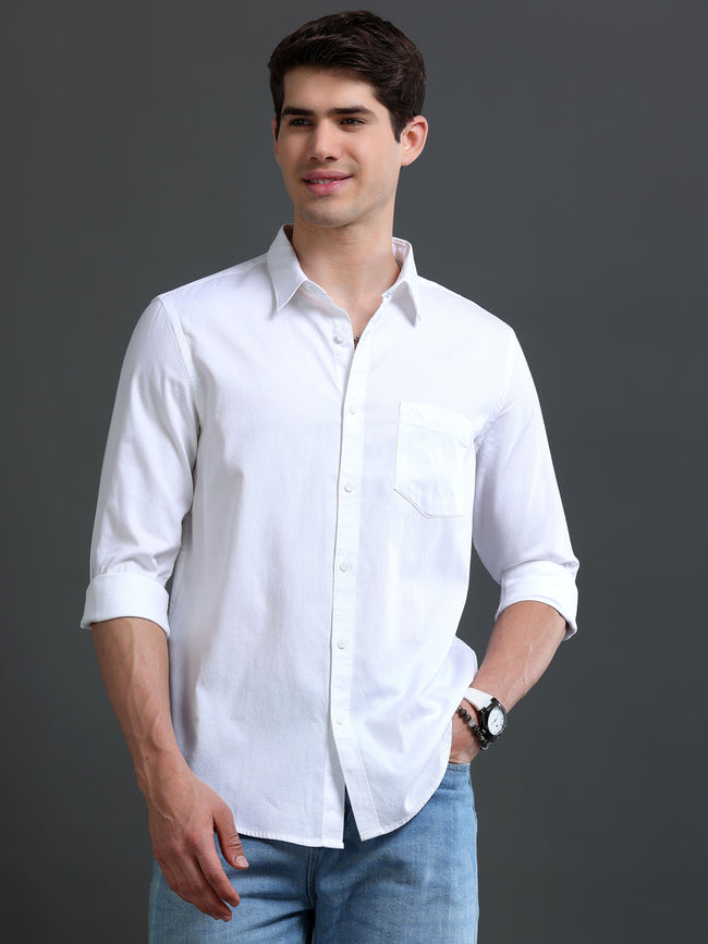 Men White Dobby Shirt