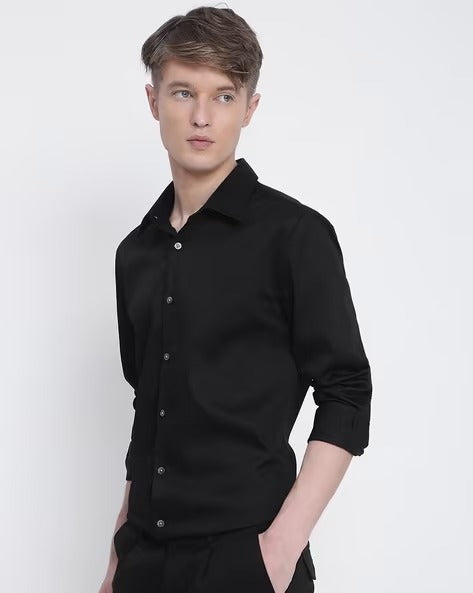 Men Black Slim Fit Shirt