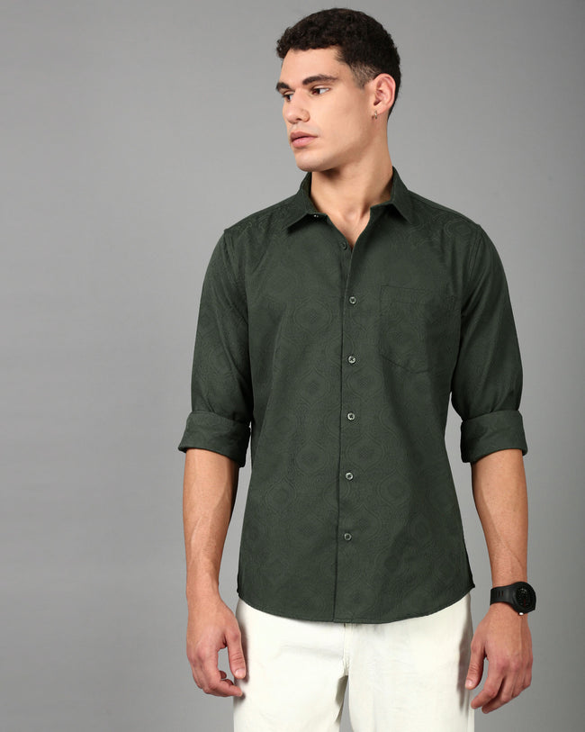 Men Olive Casual Shirt