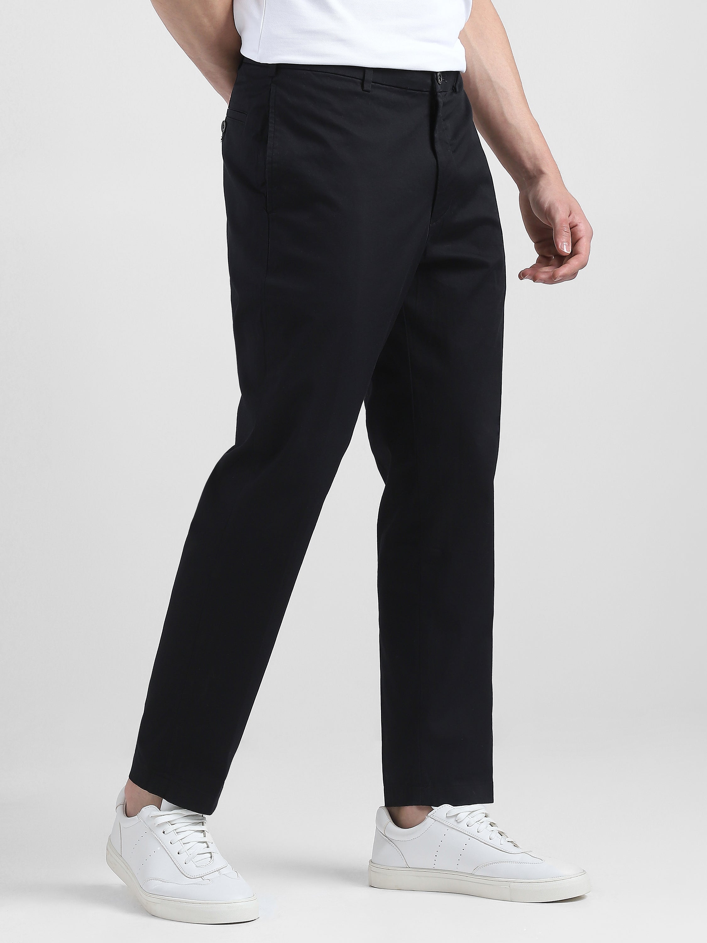 Men Black Semi-Formal Trouser
