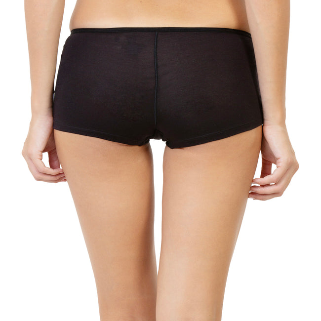 Women Black Mid Rise Boyshorts