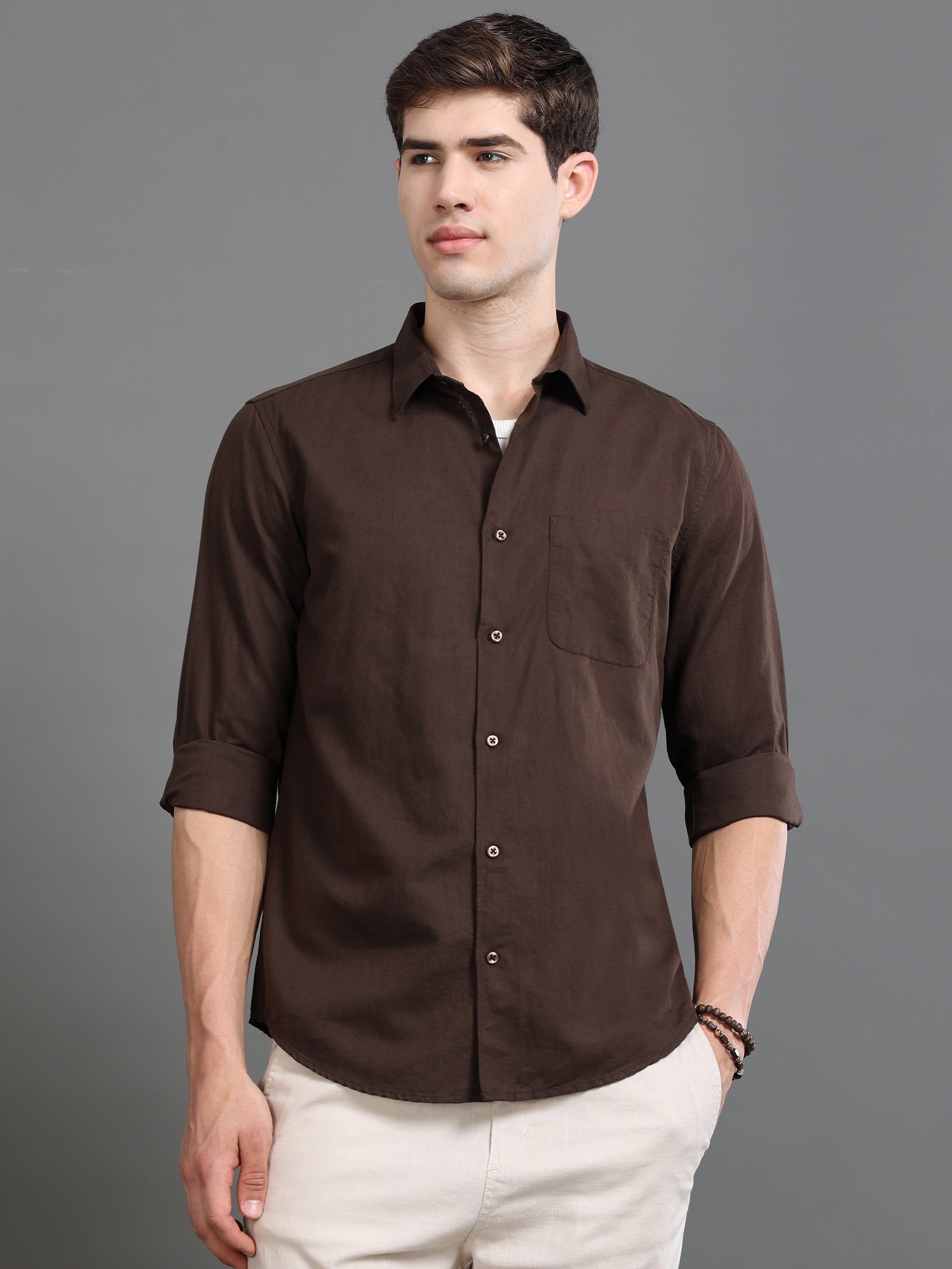Men Brown Slim Fit Shirt