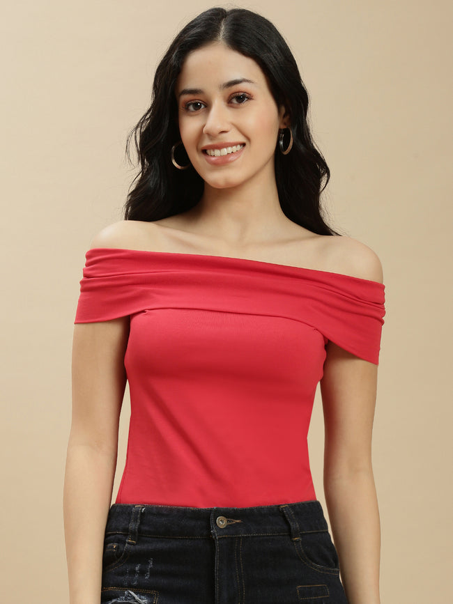 Women Red Sleeveless Top