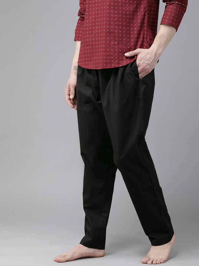 Men Black Solid Pyjamas