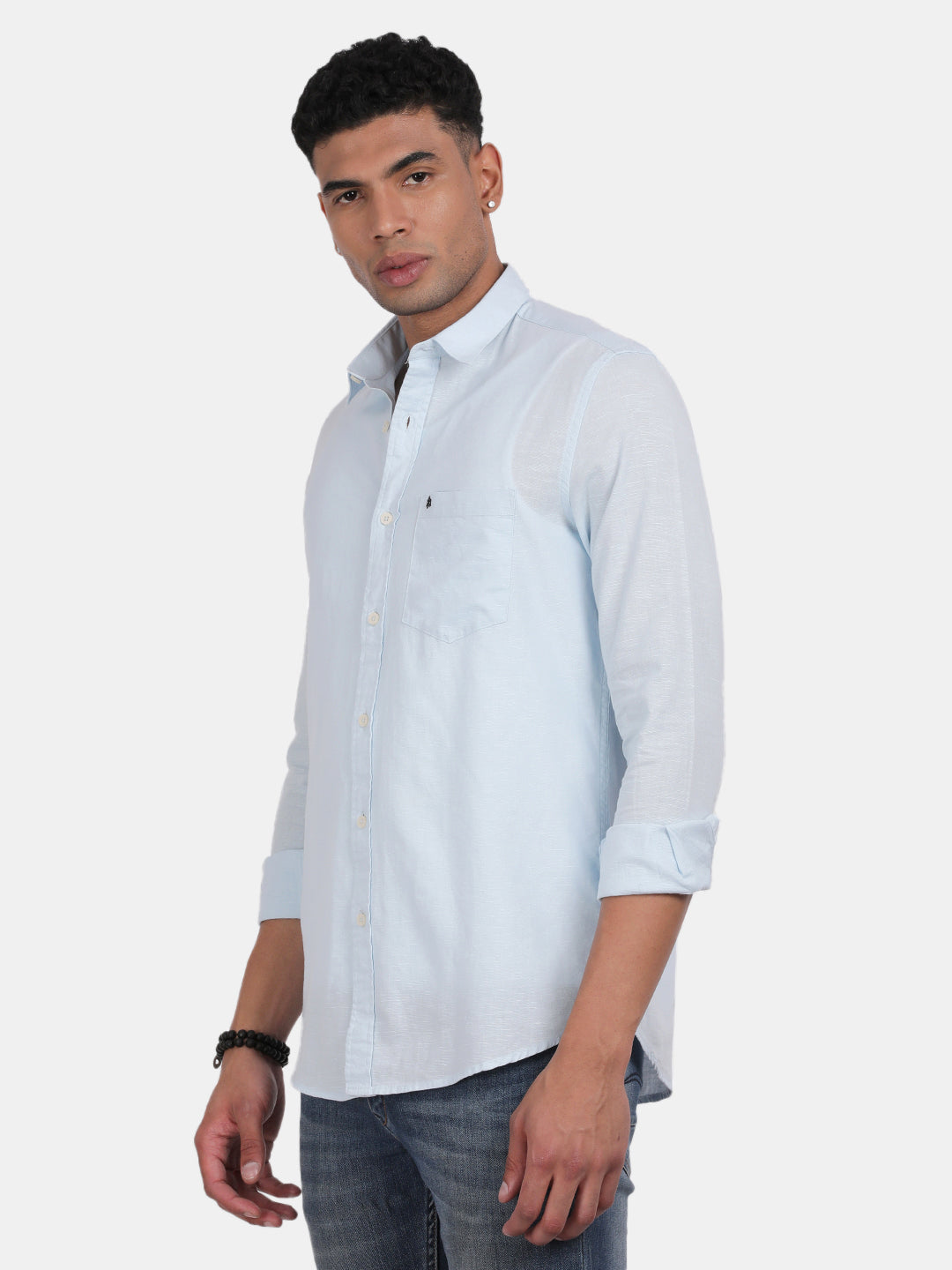 Men Sky blue Slim Fit Spread Collar Full Sleeve Casual Shirt