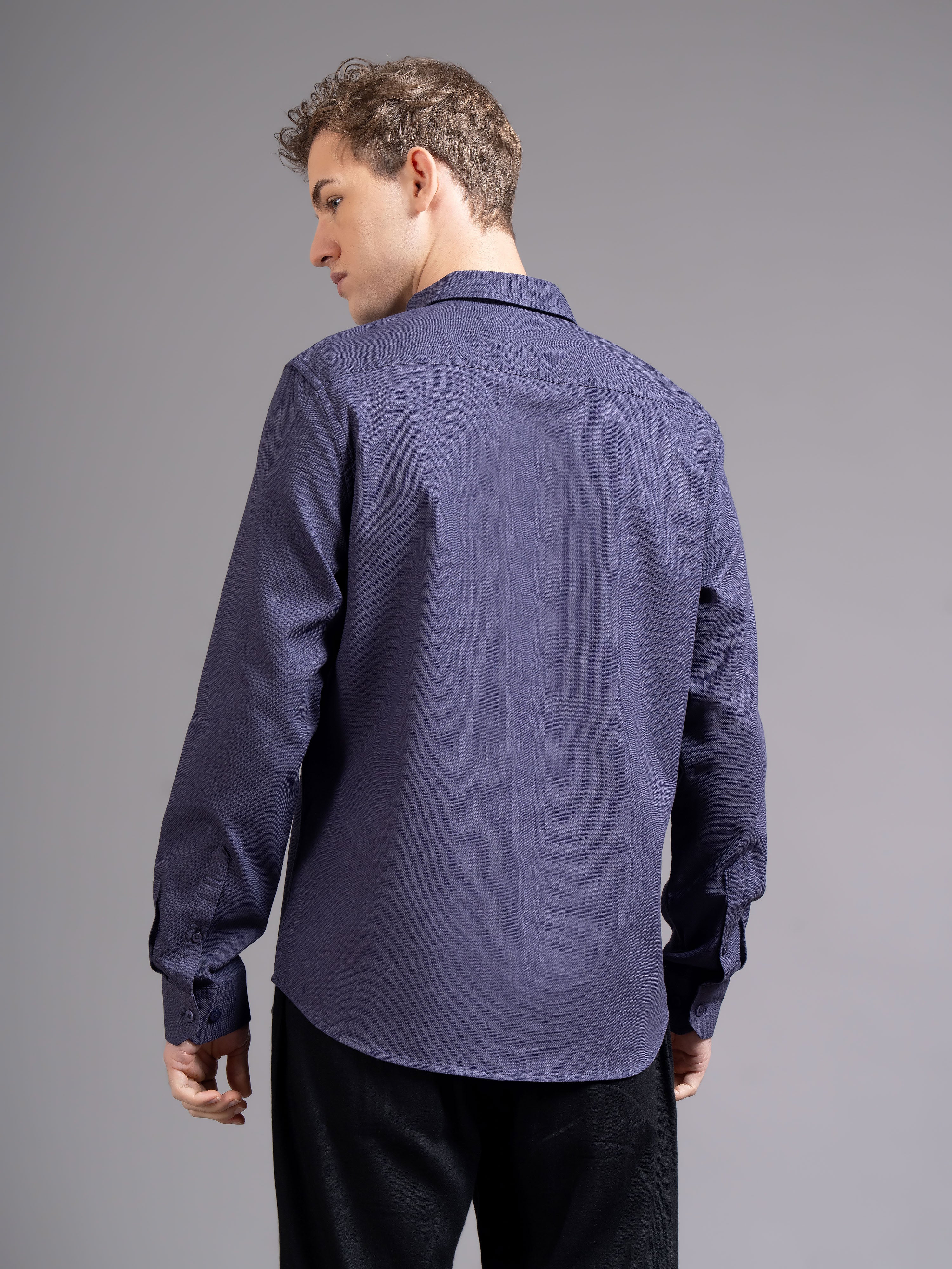 Men Purple Cotton Shirt