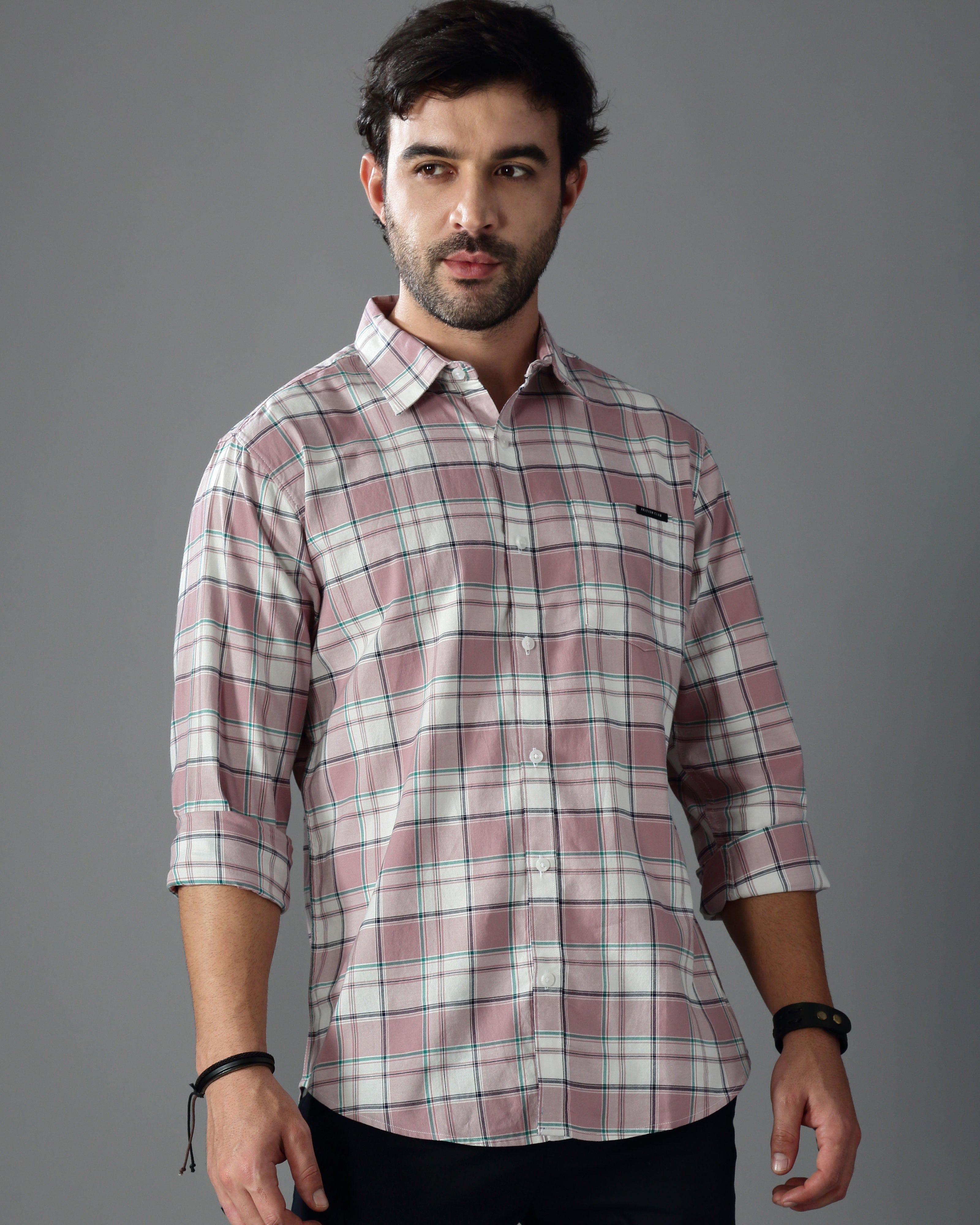 Men Purple Checked Shirt