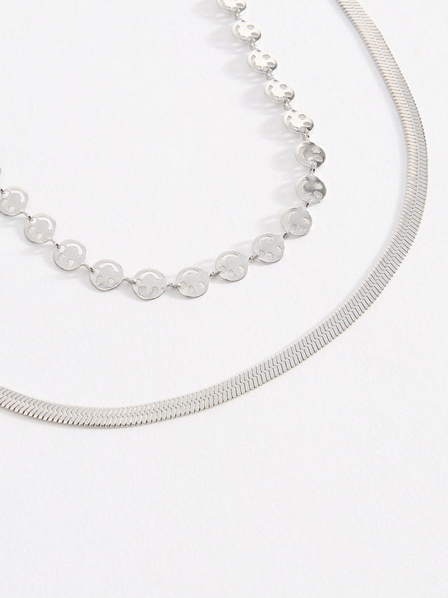 Men Smiley Face Double Chain With Lobster Closure