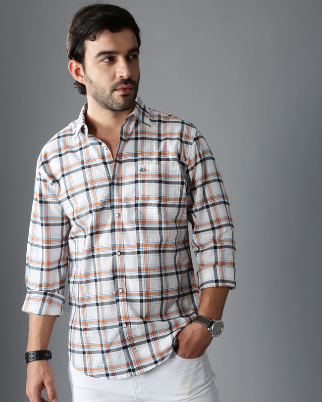 Men Brown Cotton Slim Shirt