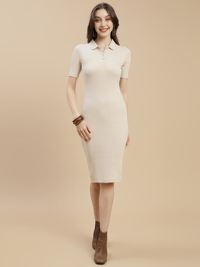 Women Beige Polo Dress