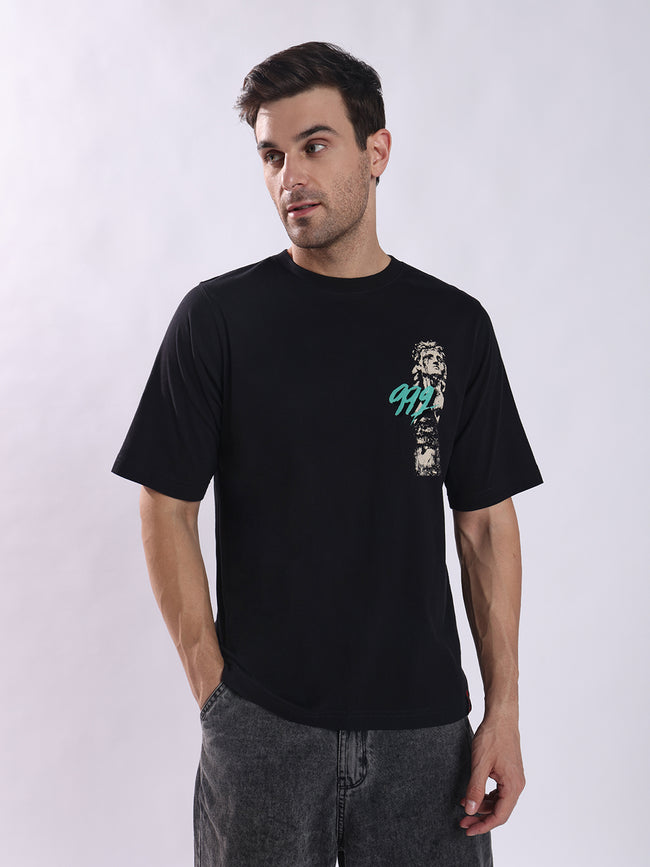 Men Black Cotton Oversized T-Shirt